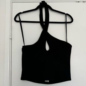 NWT Sparkle & Fade Black halter cropped tank size large